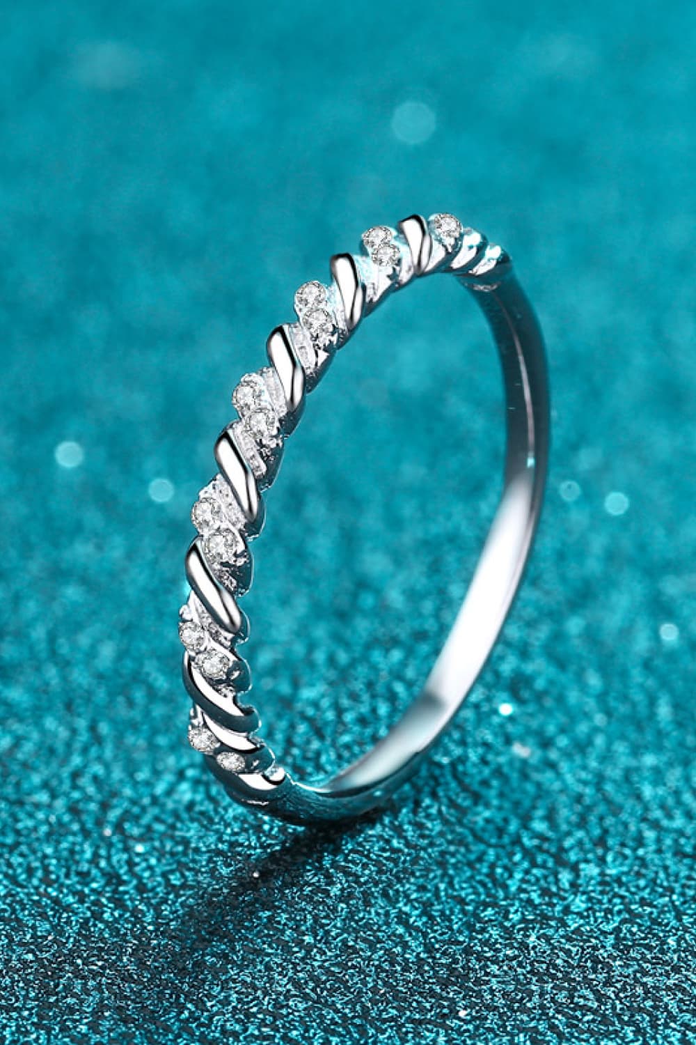 Moissanite Rhodium-Plated Half-Eternity Ring - Divine Silver