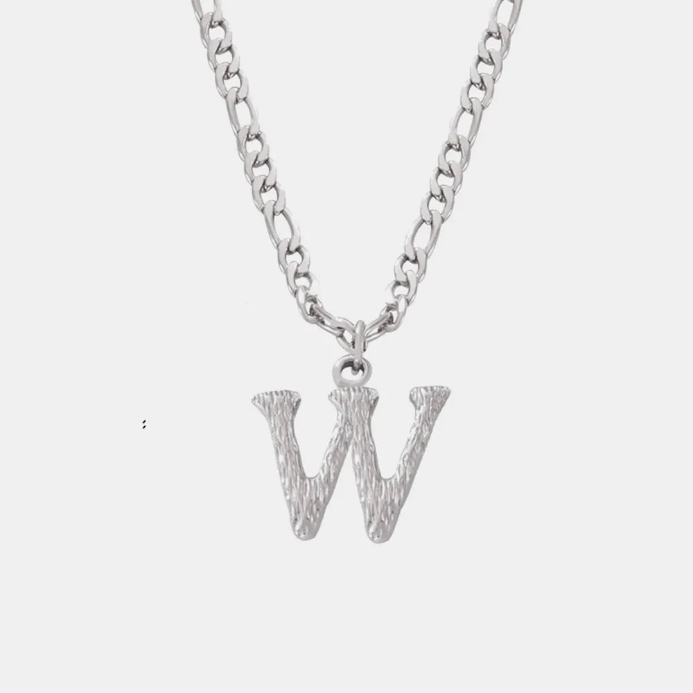 Titanium Steel Letter Pendant Necklace - Divine Silver
