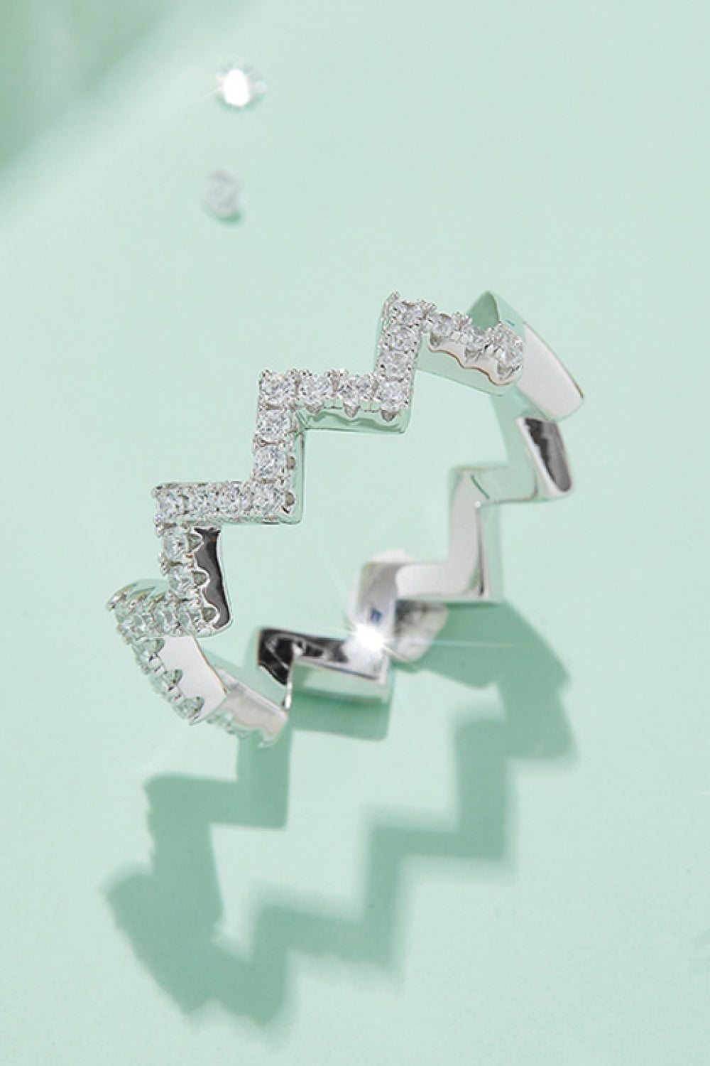 Moissanite Wavy Band Ring - Divine Silver