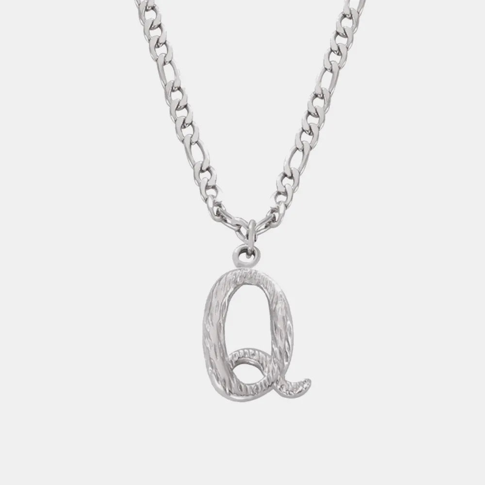 Titanium Steel Letter Pendant Necklace - Divine Silver