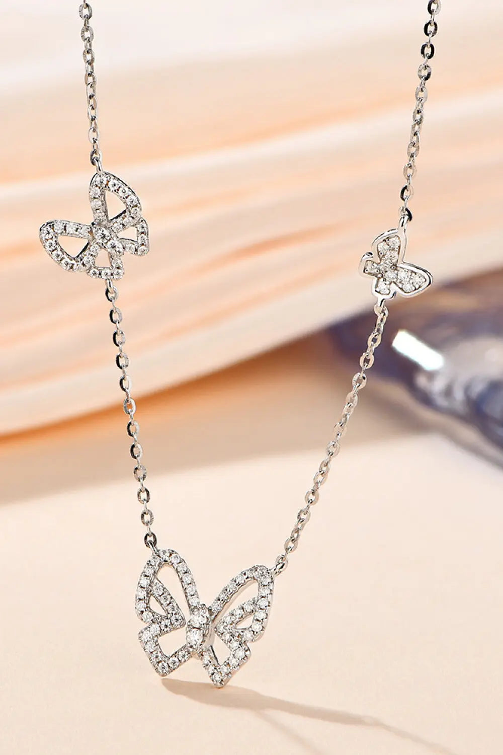 Moissanite Butterfly Shape Necklace - Divine Silver