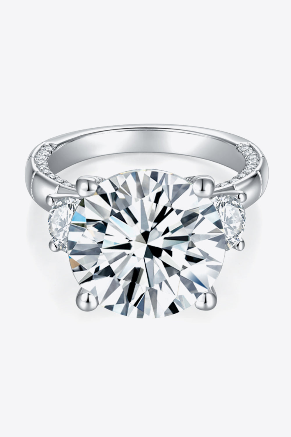 8.6 Carat Moissanite Platinum-Plated Ring - Divine Silver