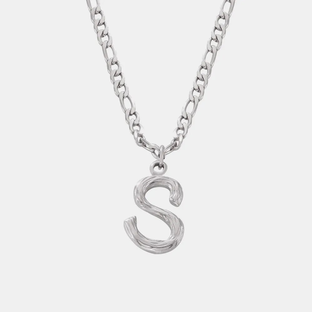 Titanium Steel Letter Pendant Necklace - Divine Silver