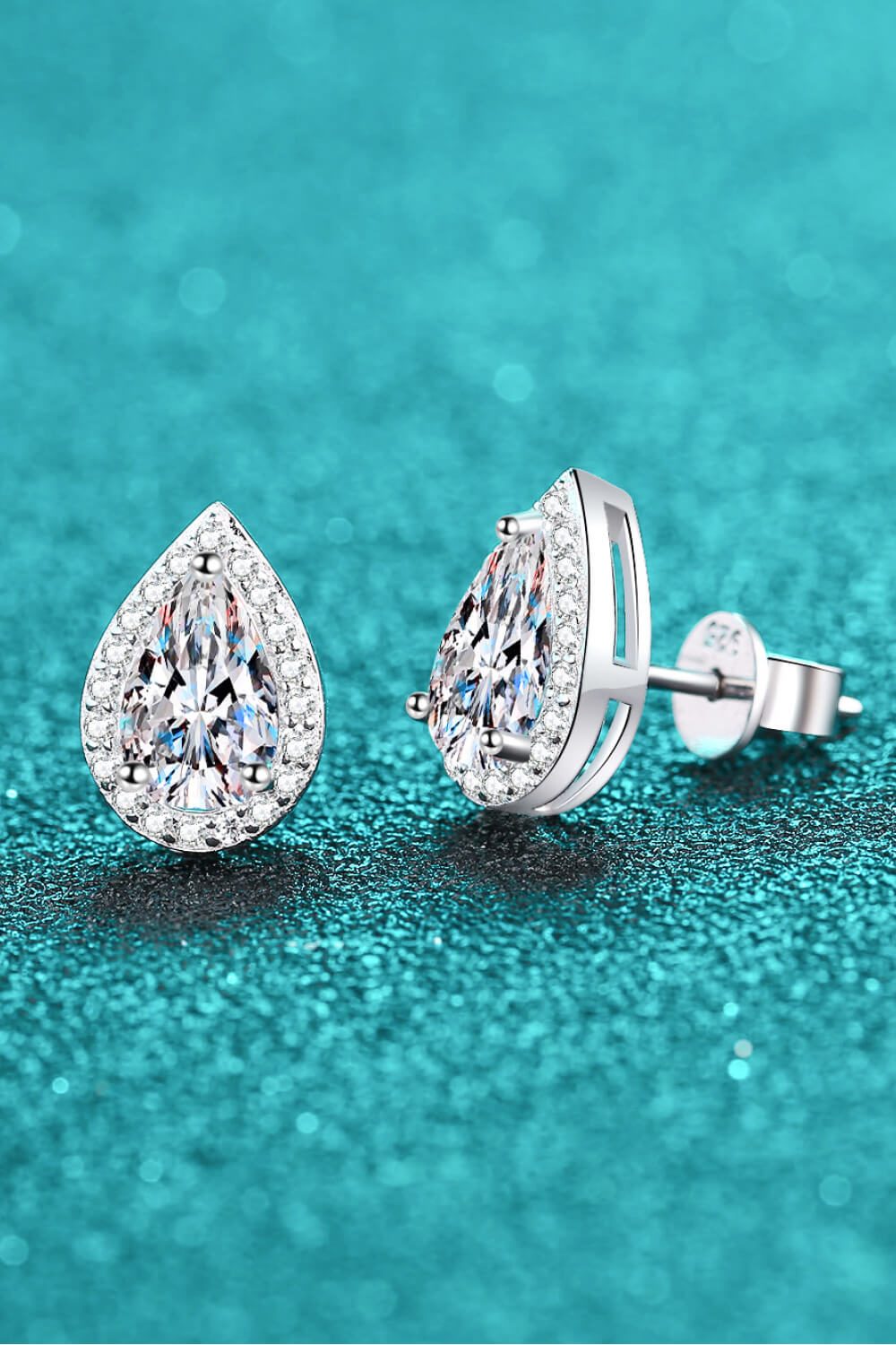 Moissanite Teardrop Stud Earrings - Divine Silver