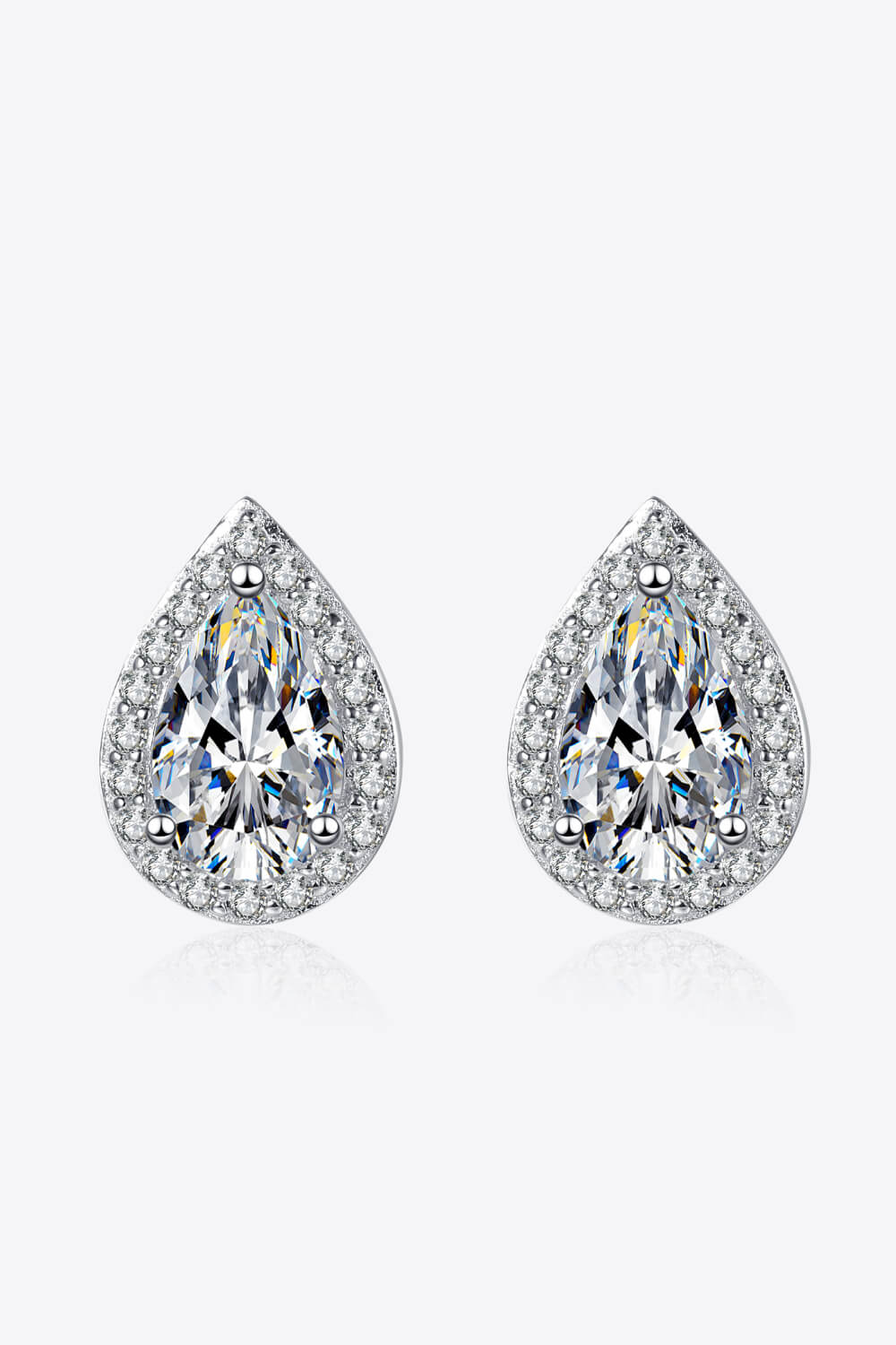 Moissanite Teardrop Stud Earrings - Divine Silver