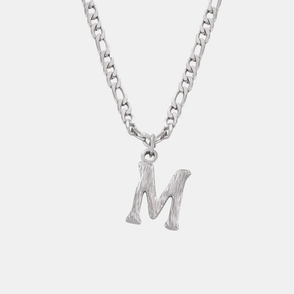 Titanium Steel Letter Pendant Necklace - Divine Silver