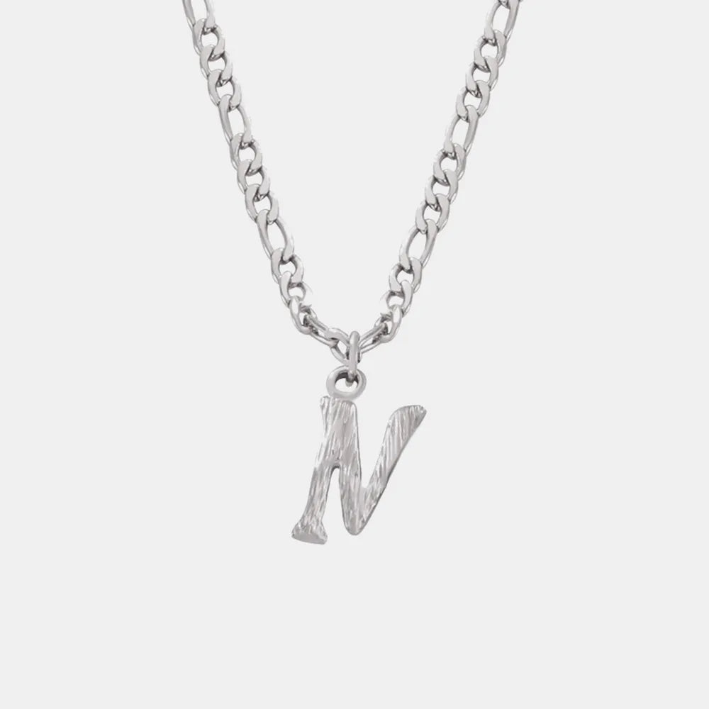 Titanium Steel Letter Pendant Necklace - Divine Silver