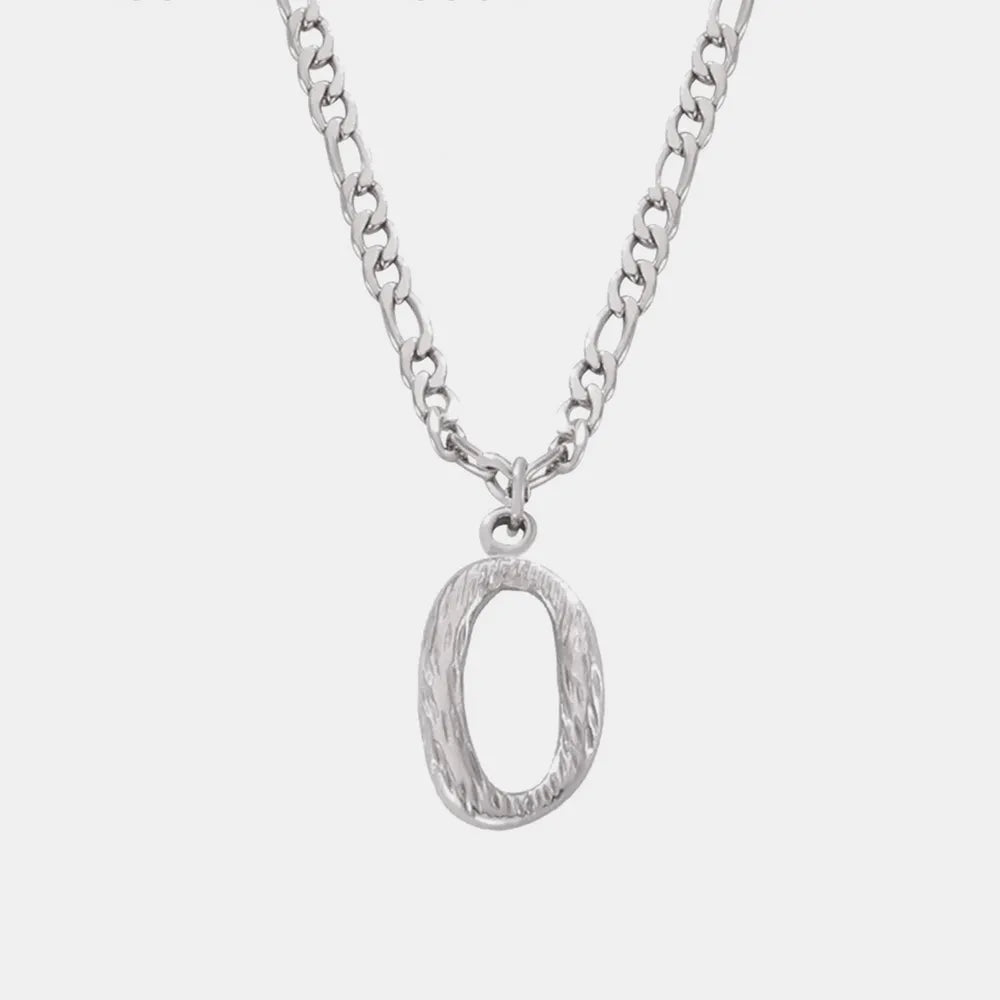 Titanium Steel Letter Pendant Necklace - Divine Silver