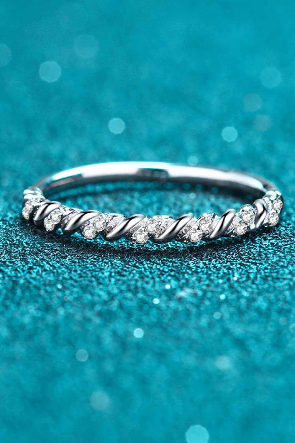 Moissanite Rhodium-Plated Half-Eternity Ring - Divine Silver