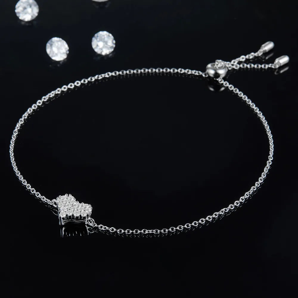Moissanite 925 Sterling Silver Heart Bracelet - Divine Silver