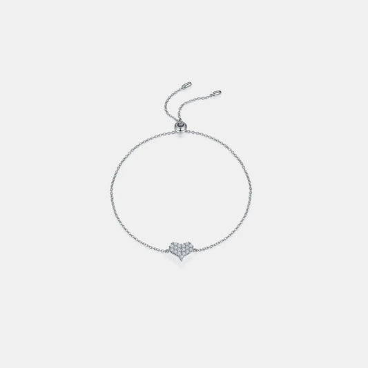 Moissanite 925 Sterling Silver Heart Bracelet - Divine Silver