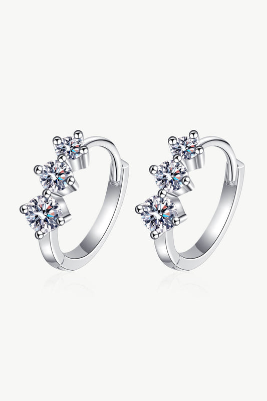 Sterling Silver Moissanite Huggie Earrings - Divine Silver