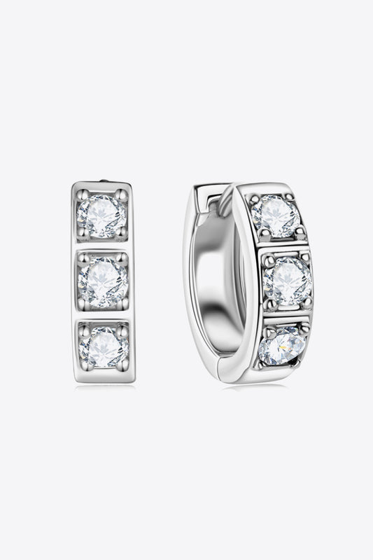Inlaid Moissanite Huggie Earrings - Divine Silver