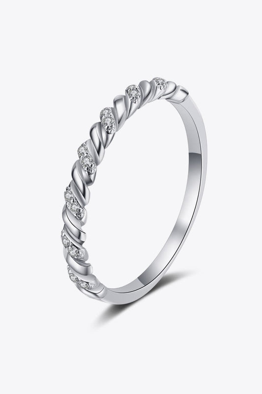 Moissanite Rhodium-Plated Half-Eternity Ring - Divine Silver