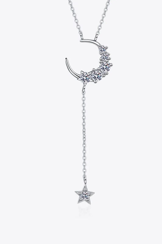 Star & Moon Moissanite Necklace - Divine Silver
