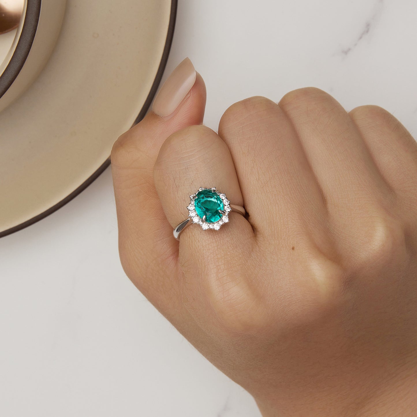 Light Green Ring 925 Sterling Silver