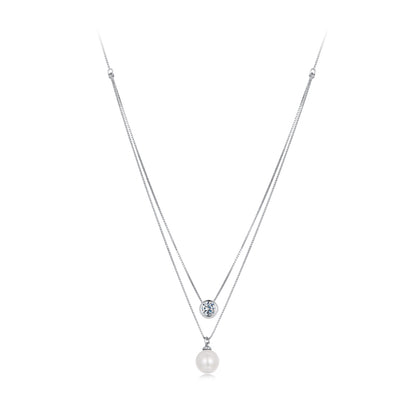 925 sterling silver moissanite pearl necklace