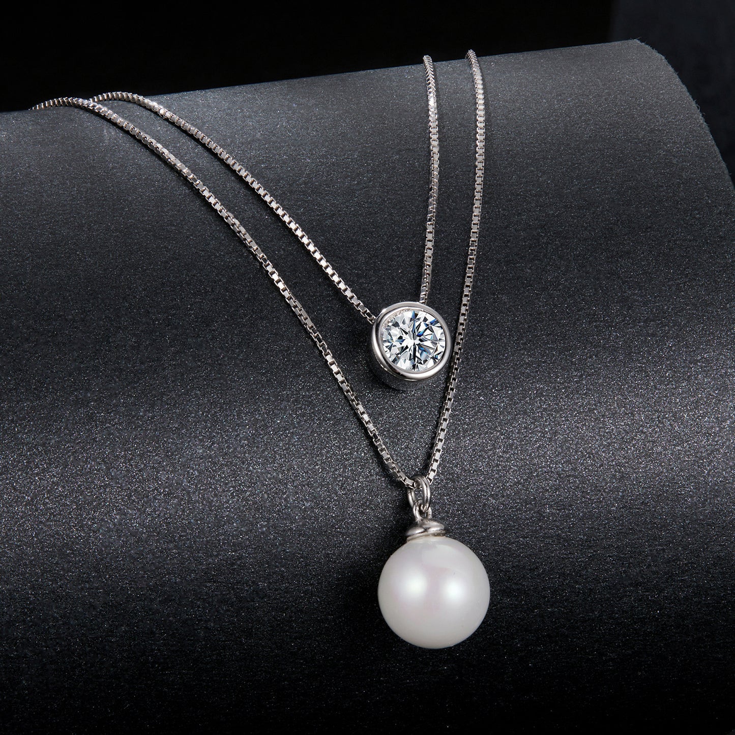 925 sterling silver moissanite pearl necklace
