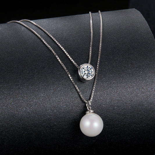 925 sterling silver moissanite pearl necklace