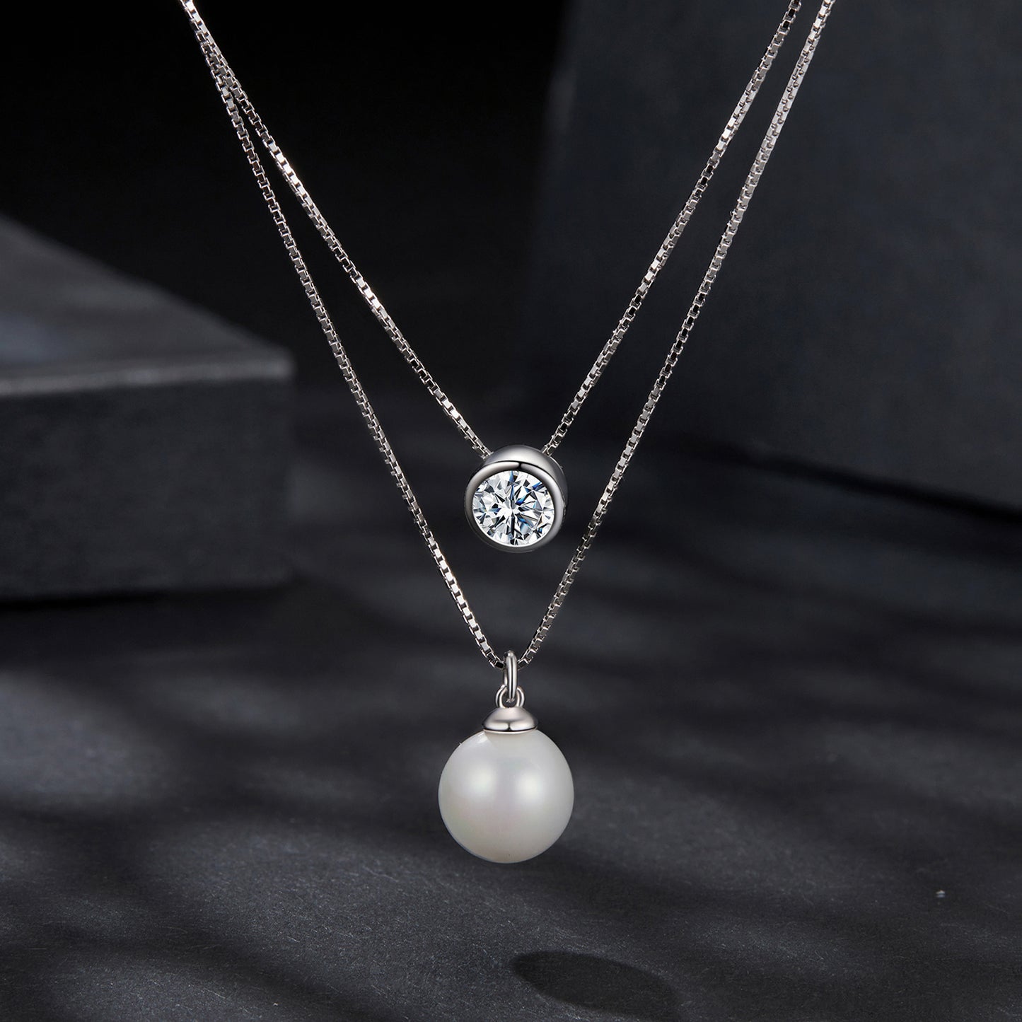 925 sterling silver moissanite pearl necklace