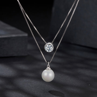 925 sterling silver moissanite pearl necklace
