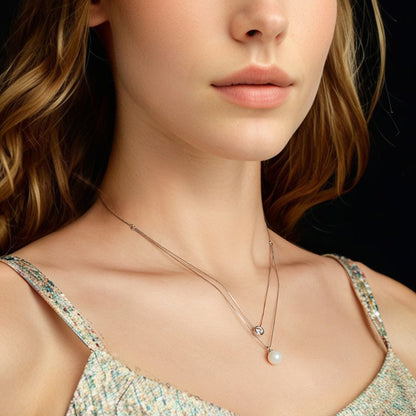 925 sterling silver moissanite pearl necklace