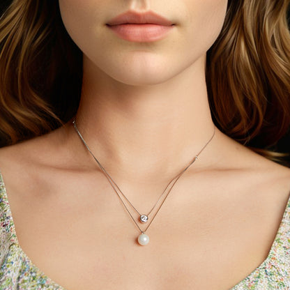 925 sterling silver moissanite pearl necklace