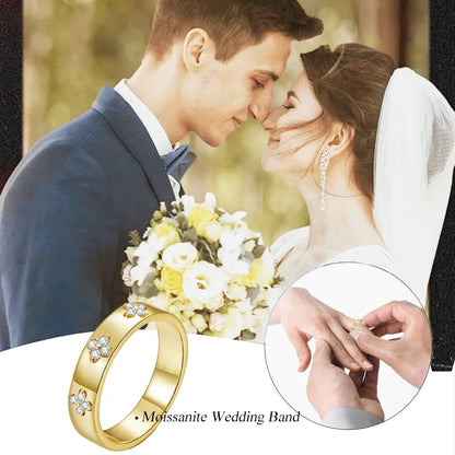 925 Sterling Silver Clover Moissanite Ring