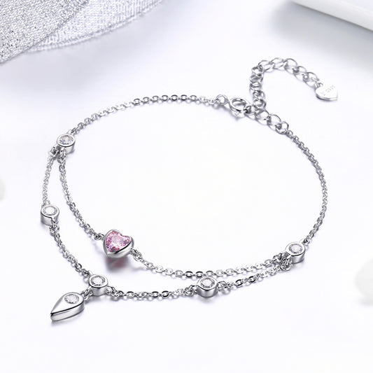 Romantic Pink Heart 925 Sterling Silver