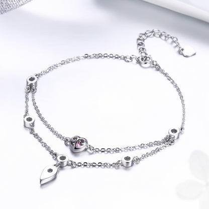 Corazón rosa romántico en plata de ley 925