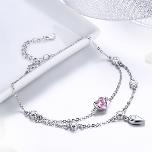 Romantic Pink Heart 925 Sterling Silver