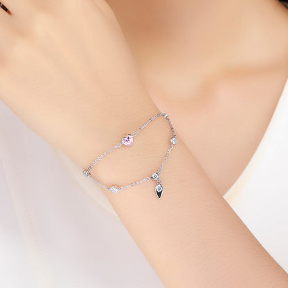 Corazón rosa romántico en plata de ley 925