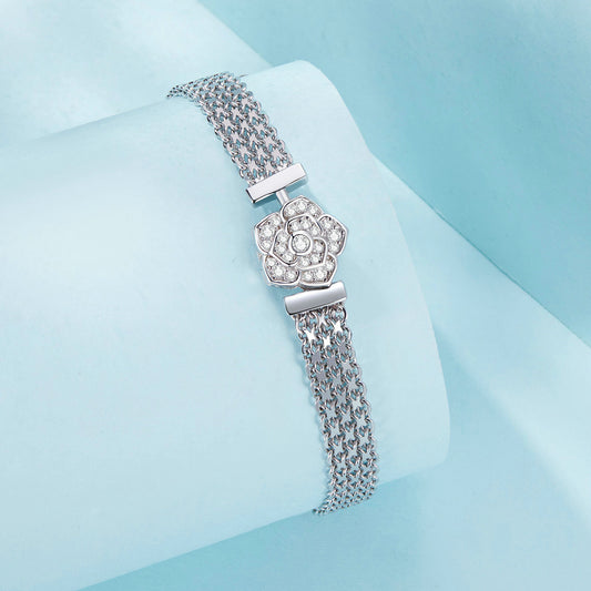 Silver Rose Bracelet 925 Sterling Silver
