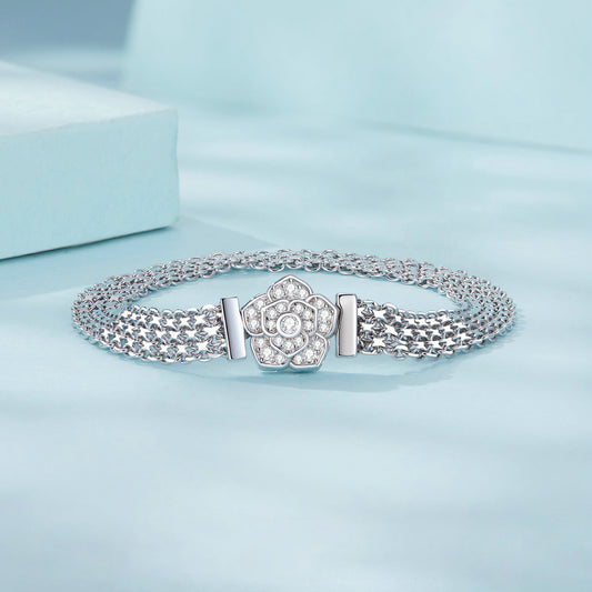 Silver Rose Bracelet 925 Sterling Silver