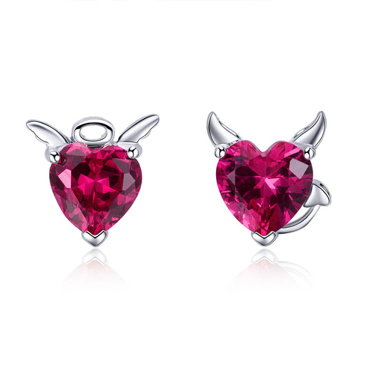 Conjunto de joyas Silver Red Evil And Angel 925 Sterling Silver