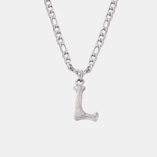 Titanium Steel Letter Pendant Necklace - Divine Silver