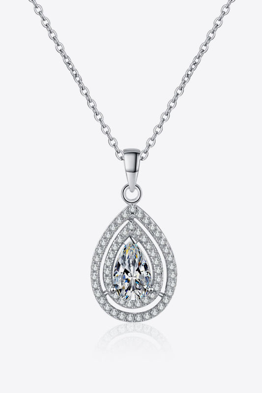 1 Carat Moissanite Teardrop Pendant Necklace - Divine Silver