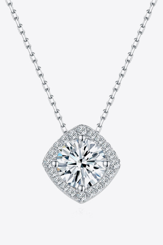 1 Carat Moissanite Geometric Pendant Necklace - Divine Silver