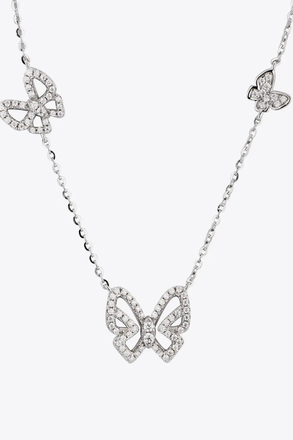 Moissanite Butterfly Shape Necklace - Divine Silver