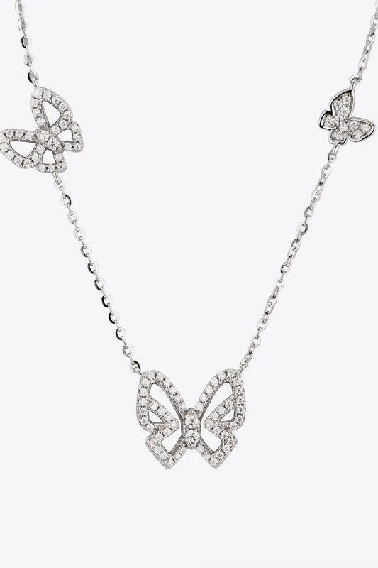 Moissanite Butterfly Shape Necklace - Divine Silver